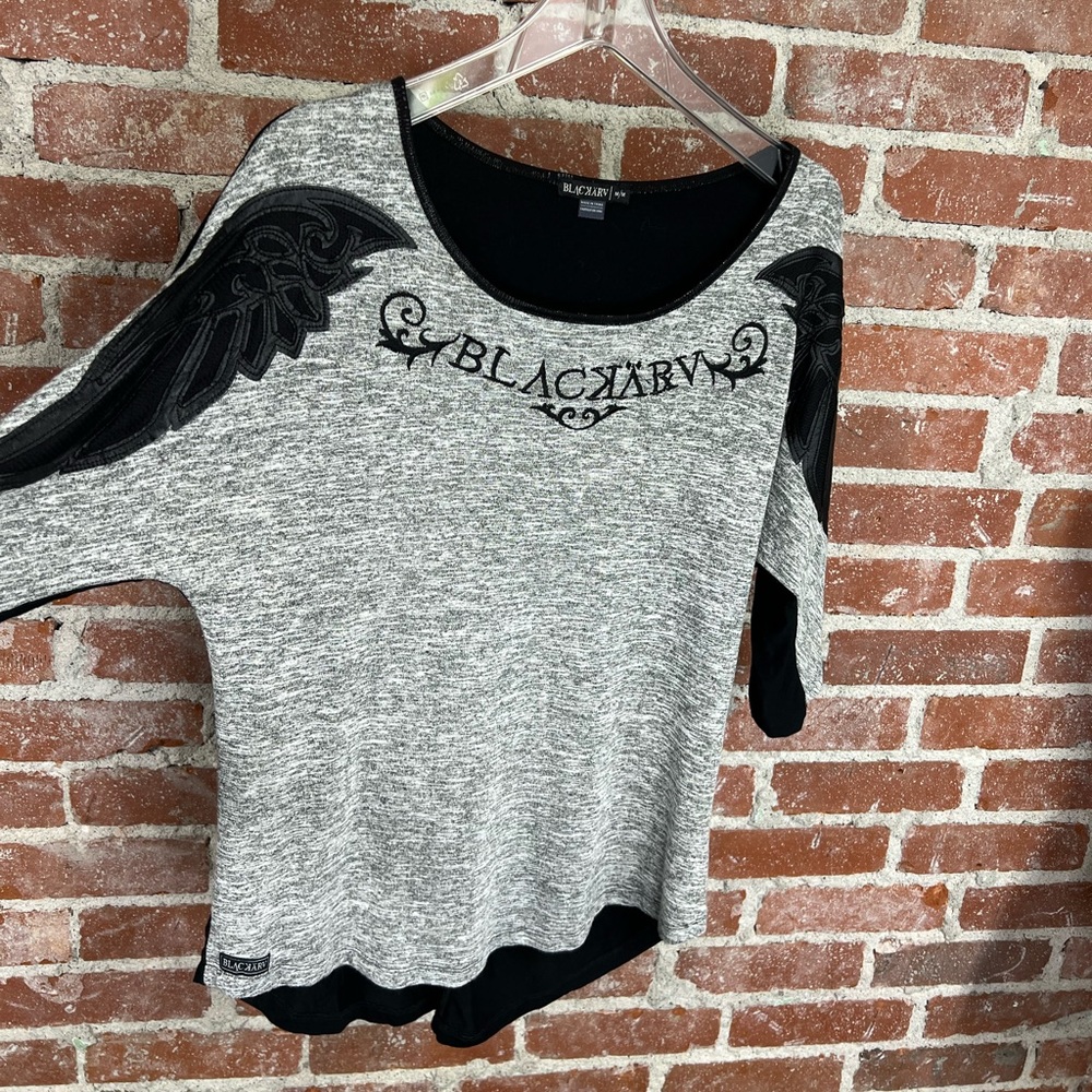 KARV graphic t-shirt long sleeve, grey black, medium